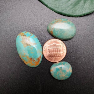 3 Pieces Number 8 Turquoise Cabochons | Turquoises For Making Jewelry | Turquoise Gemstone | Turquoise Cabs | Nevada Turquoise | Stock #018