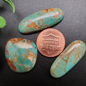 3 Pieces Number 8 Turquoise Cabochons | Turquoises For Making Jewelry | Turquoise Gemstone | Turquoise Cabs | Nevada Turquoise | Stock #118