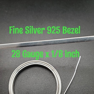 28ga x 1/8&quot; Sterling Silver Bezel | Choose Your Length in Feet | 28 Ga x 0.125&quot; (2.9mm) Sterling Silver Bezel Strip | Bezel For Cabochons