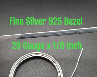 28ga x 1/8" Sterling Silver Bezel | Choose Your Length in Feet | 28 Ga x 0.125" (2.9mm) Sterling Silver Bezel Strip | Bezel For Cabochons