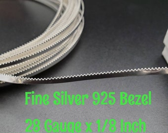 28ga x 1/8" Sterling Silver Bezel | Choose Your Length in Feet | 28 Ga x 0.125" (2.9mm) Sterling Silver Bezel Strip | Bezel For Cabochons