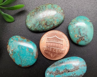 4 piezas de cabujones de turquesa número 8 / Turquesas para joyería / Gema de turquesa / Cabujones de turquesa / Turquesa de Nevada / Referencia n.° 123