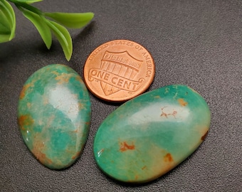 2 stuks Number 8 Turquoise cabochons | Turkoois voor het maken van sieraden | Turkoois edelsteen | Turquoise cabines | Nevada-turkoois | Voorraad # 078