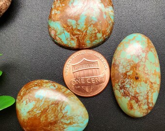 3 cabujones de turquesa número 8 / Turquesas para joyería / Gema de turquesa / Cabujones de turquesa / Turquesa de Nevada / Referencia n.° 099