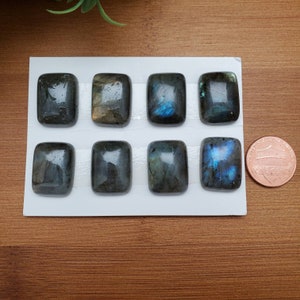CAB#108 | Labradorite Cabochons | 8 Pieces 15x20 mm Rectangle Shaped Cabochons | Calibrated Rectangle Labradorite  For DIY Making Jewelry