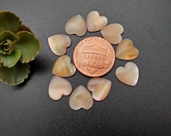 10 PCs Calibrated 10x10 mm Heart Shape Pink Mother of Pearl Cabochon | Heart Pink Shell Cabochons | Free Shipping From USA | Stock # PMOP13