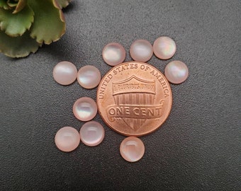 10 PCs Calibrated 6mm Round Pink Mother of Pearl Cabochon | Pink Shell Cabochon | Free Shipping From USA | Pink Shell Cabs | Stock # PMOP02