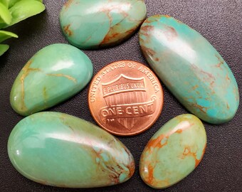 5 piezas de cabujones de turquesa número 8 / Turquesas para joyería / Gema de turquesa / Cabujones de turquesa / Turquesa de Nevada / Referencia n.° 068