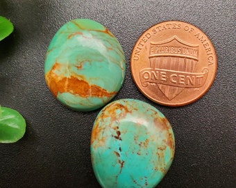 2 stuks Number 8 Turquoise cabochons | Turkoois voor het maken van sieraden | Turkoois edelsteen | Turquoise cabines | Nevada-turkoois | Voorraad #104