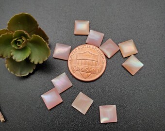 10 PCs Calibrated 8x8 mm Square Pink Mother of Pearl Cabochon | Pink Shell Cabochon | Free Shipping From USA | Pink Shell Cabs Stock #PMOP10
