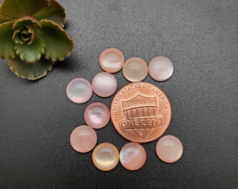 10 PCs Calibrated 8mm Round Pink Mother of Pearl Cabochon | Pink Shell Cabochon | Free Shipping From USA | Pink Shell Cabs | Stock # PMOP03