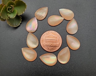 10 PCs Calibrated 10x14 mm Teardrop Pink Mother of Pearl Cabochon | Pink Shell Cabochon | Free Shipping From USA | Pink Cab | Stock # PMOP12
