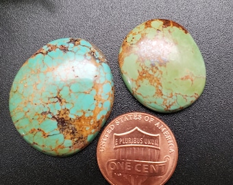 2 stuks Number 8 Turquoise cabochons | Turkoois voor het maken van sieraden | Turkoois edelsteen | Turquoise cabines | Nevada-turkoois | Voorraad #073