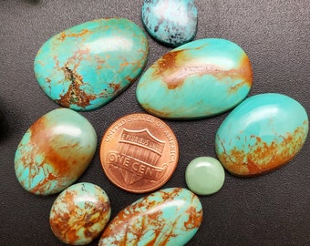 Codice articolo #140 / 8 pezzi Cabochon di turchese numero 8 / Turchesi per la creazione di gioielli / Gemma di turchese / Cabochon di turchese / Turchese del Nevada