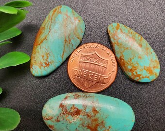 3 cabujones de turquesa número 8 / Turquesas para joyería / Gema de turquesa / Cabujones de turquesa / Turquesa de Nevada / Referencia n.° 085