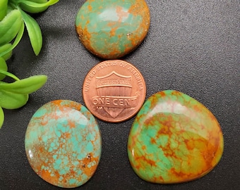 3 cabujones de turquesa número 8 / Piedras de turquesa para joyería / Gema de turquesa / Cabujones de turquesa / Turquesa de Nevada / Referencia n.° 050