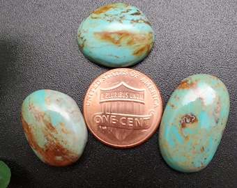 3 cabujones de turquesa número 8 / Turquesas para joyería / Gema de turquesa / Cabujones de turquesa / Turquesa de Nevada / Referencia n.° 084
