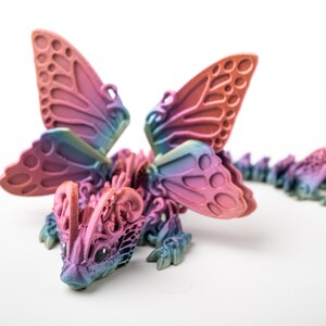 Baby Butterfly Articulated Dragon - 3D Printed Sensory Fidget Toy - Great for your Desk to Relieve Stress and Anxiety