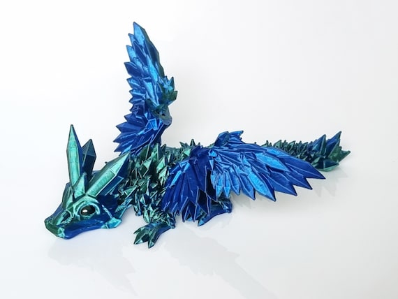 3D Printed Dragon - Customizable, Made to Order Articulated Fidget Mythical  Dragon Toy, Gift (M, Dual Color Shiny Pink/Blue)