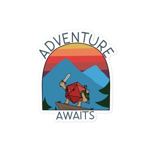 Adventure Awaits: Die Cut Stickers | DND Gifts | Dungeons and Dragons | D&D | Dice | Die | Hazzah
