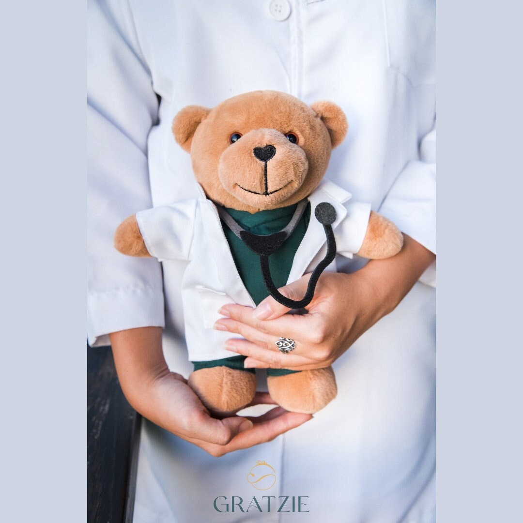 HollyHOME Doctor Bear Stuffed Animal Plush Teddy Bear in Scrubs and White  Coat Gifts for Doctors Students and Kids 10 Inch