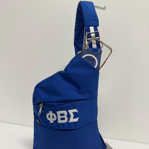 Phi Beta Sigma (ΦΒΣ) Fraternity, 3 Zipper, trending Slim Carry Bag, Crossbody Sling/Shoulder bag, Embroidered Organizational Shield in Front