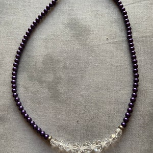 Purple and Crystal “Pearl” Necklace