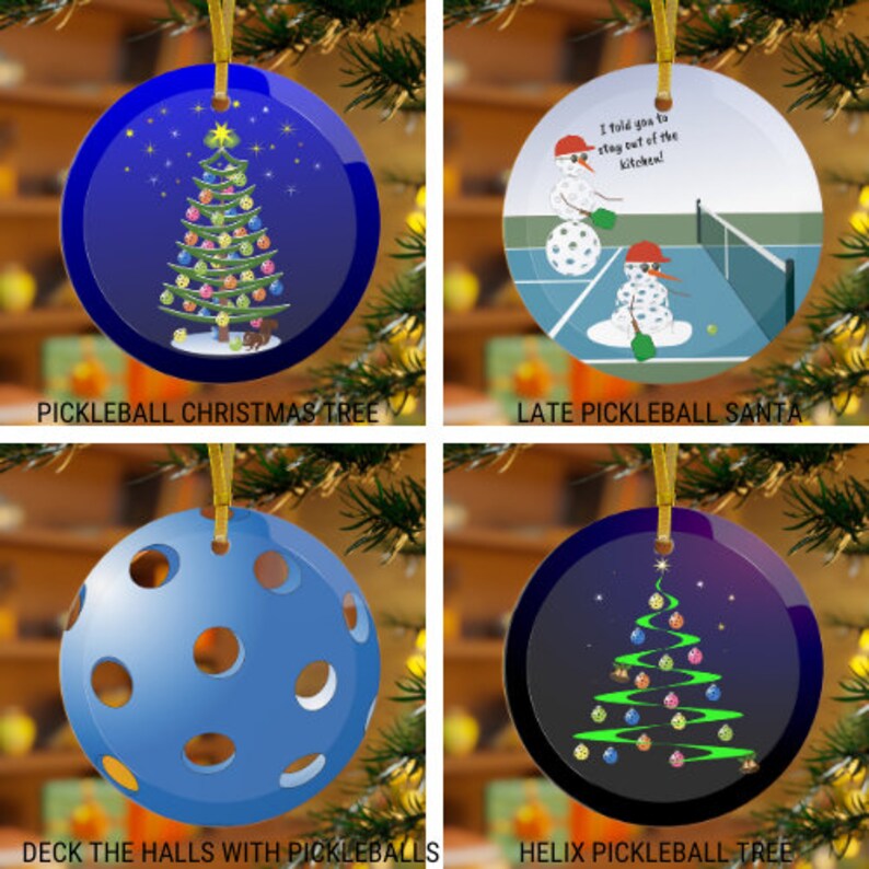 Glass Pickleball Christmas Ornaments Pickleball Christmas Pickleball