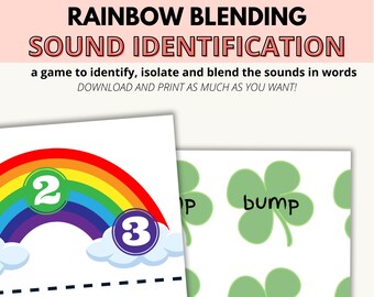 Rainbow Blending: educatieve activiteiten, digitale download, werkblad leren lezen thuisonderwijs, educatieve spellen, leren door te spelen
