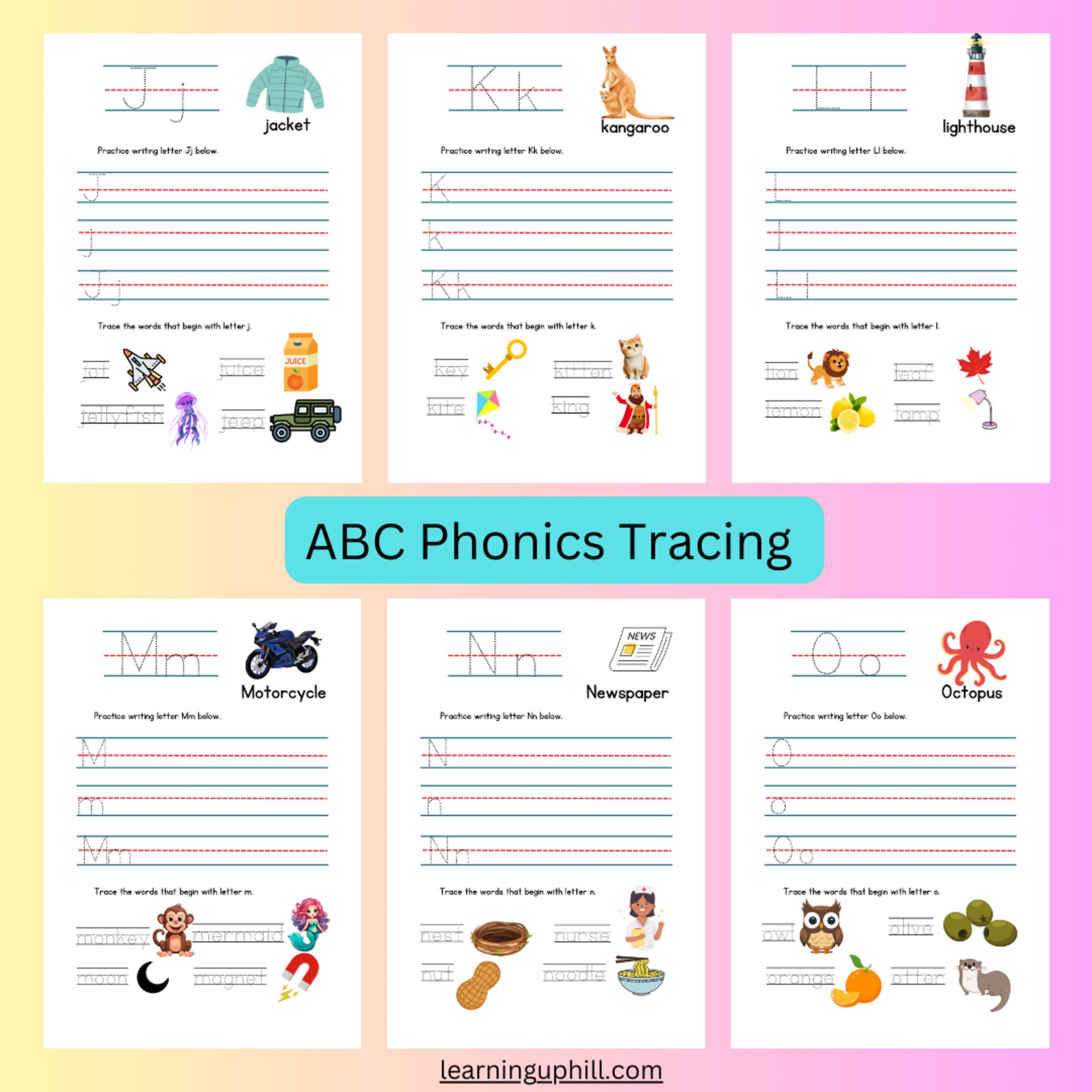 26 Printable Trace the Alphabet Worksheets. Preschool Phonics - Etsy