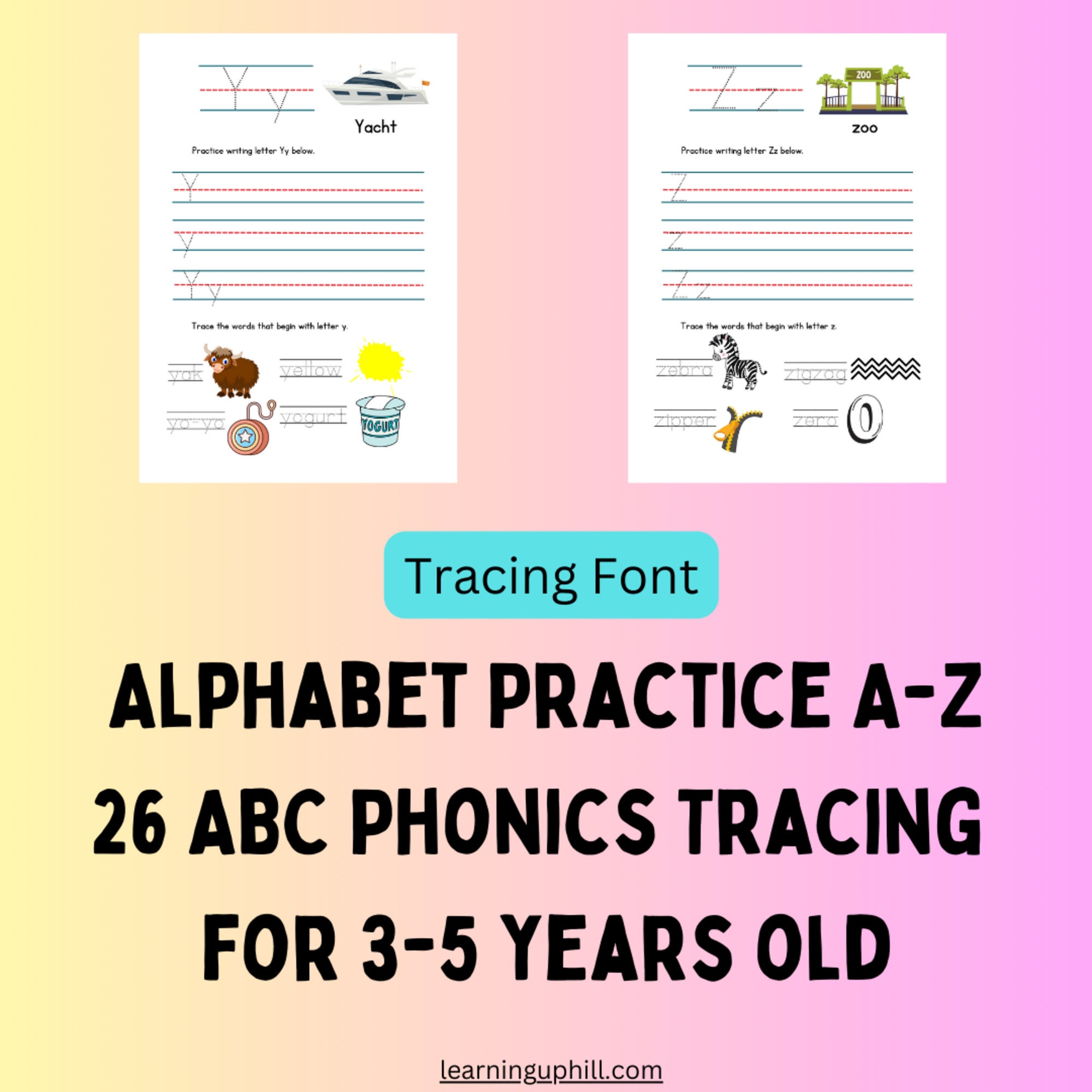 26 Printable Trace the Alphabet Worksheets. Preschool Phonics Etsy