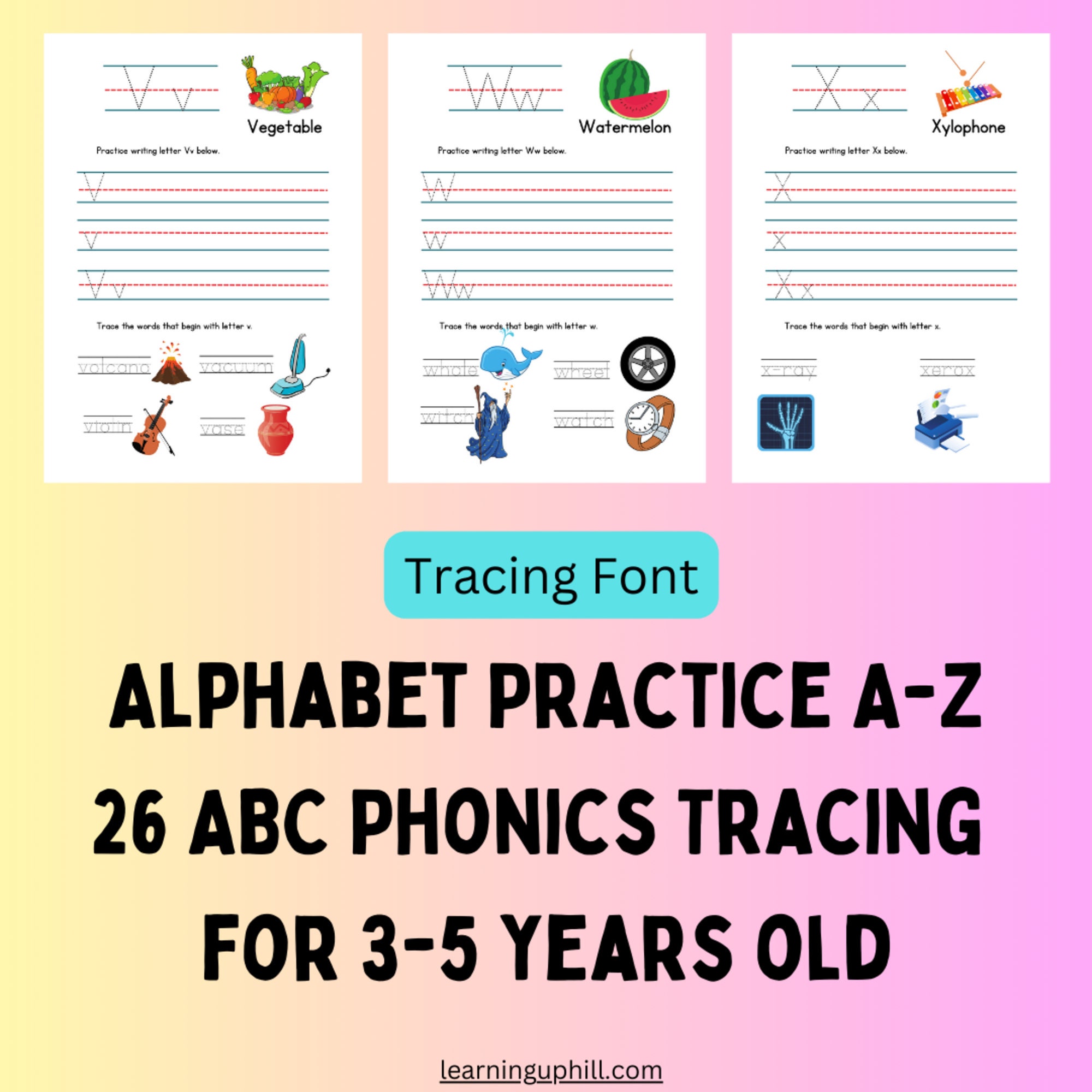 26 Printable Trace the Alphabet Worksheets. Preschool Phonics - Etsy