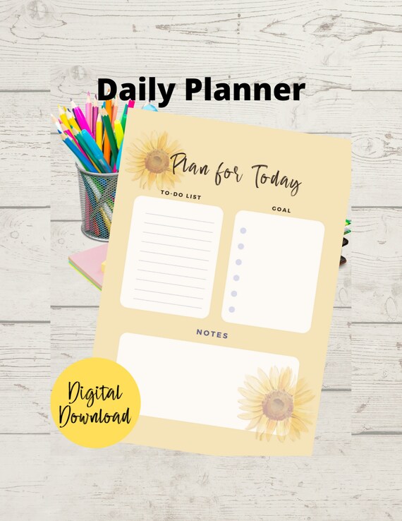 Sunflower Daily Planner Printable Daily Planner PDF Etsy