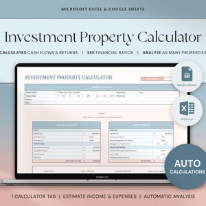 Huurwoningcalculator Spreadsheet Vastgoedbeleggingsanalyse Hypotheekcalculator Airbnb Vastgoed Excel Google Spreadsheets ROI Cap Rate