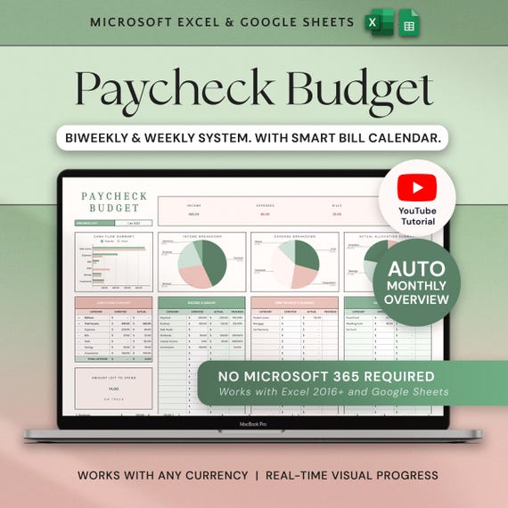 Google Sheets Budget Spreadsheet Paycheck Budget Excel Template Bi Weekly Budget Planner Excel Expense Tracker Finance Planner Weekly Budget
