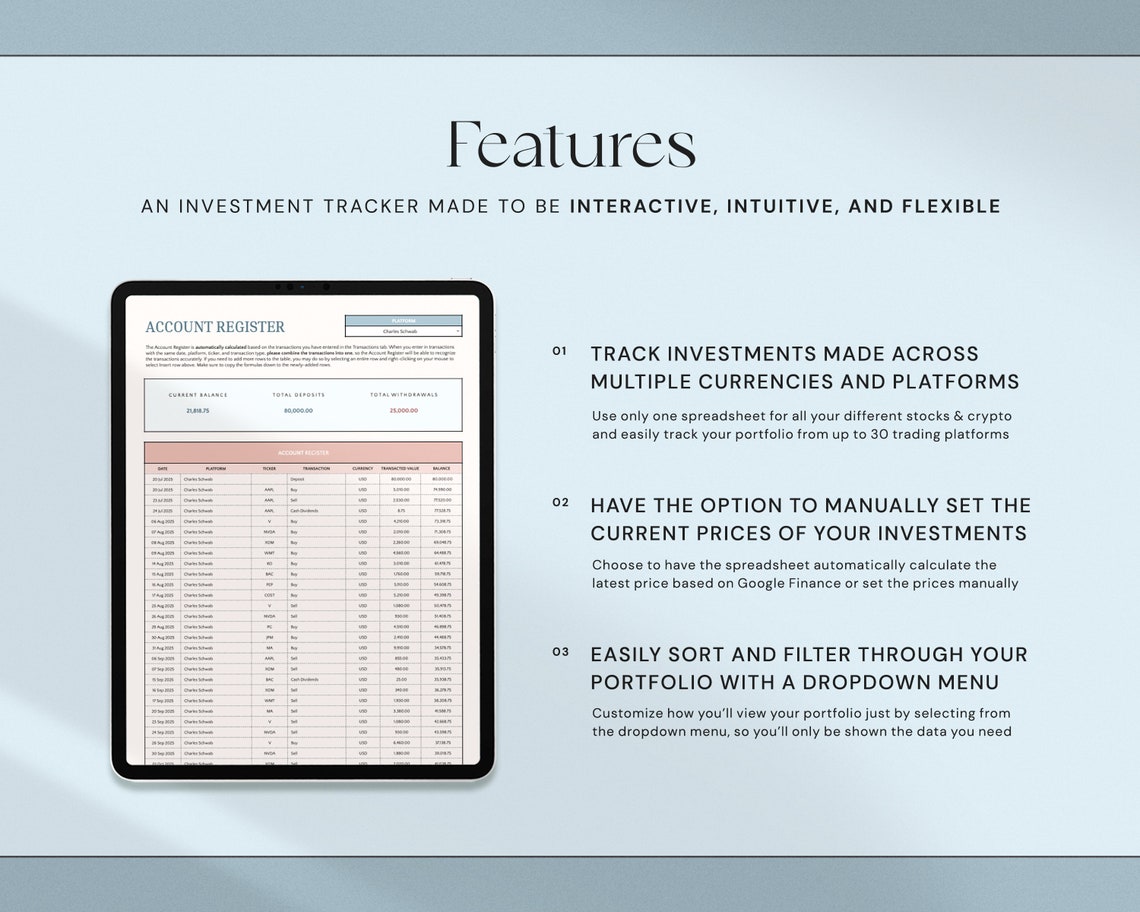 Investment Tracker Stock Portfolio Spreadsheet Google Sheets Trading ...
