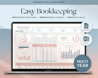 Szablon księgi rachunkowej dla małych firm Arkusz kalkulacyjny księgi rachunkowej Excel Śledzenie wydatków biznesowych Śledzenie sprzedaży Szablon księgowy Śledzenie dochodów