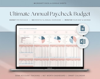 Annual Paycheck Budget Spreadsheet, Weekly Budget Excel Google Sheets Biweekly Budget Planner by Paycheck Yearly Finances Budgeting Template