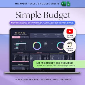 Budget Planner Excel Google Sheets Budget Spreadsheet Monthly Paycheck Budget Tracker Weekly Expense Budgeting Finance Spreadsheet Dark Mode