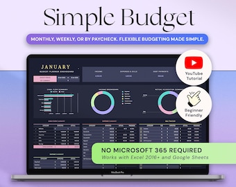 Budget Planner Excel Google Sheets Budget Spreadsheet Monthly Paycheck Budget Tracker Weekly Expense Budgeting Finance Spreadsheet Dark Mode