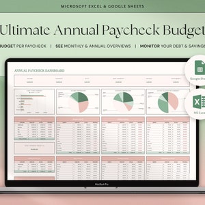 Annual Weekly Paycheck Budget Biweekly Budget Planner Google Sheets Excel Monthly Budget Couple Family Finance Dashboard Bi-weekly Paycheck