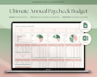 Bilancio dello stipendio settimanale annuale Pianificatore del budget bisettimanale Fogli Google Excel Budget mensile Coppia Finanza familiare Cruscotto Stipendio bisettimanale