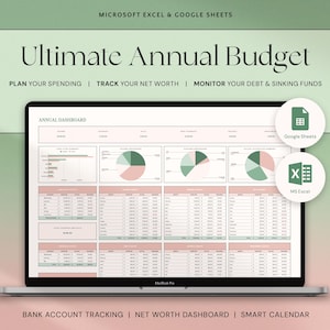 Annual Budget Excel Spreadsheet Google Sheets Monthly Budget Template, Yearly Budget Planner Personal Finance Tracker, Annual Finances