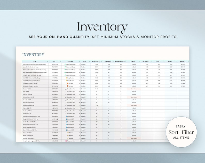 Inventory Tracker Spreadsheet Small Business Inventory Template Google Sheets Excel Inventory Management Inventory Log List Order Tracker image 5