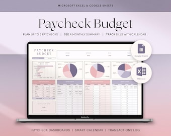Excel Paycheck Budget Spreadsheet Google Sheets Budget Template, Paycheck by Paycheck Budget Planner Excel, Personal Budget Finance Tracker