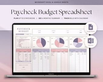 Excel Paycheck Budget Spreadsheet Google Sheets Budget Template, Paycheck by Paycheck Budget Planner Excel, Personal Budget Finance Tracker