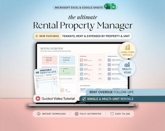 Rental Property Template Landlord Spreadsheet Income and Expense Tracker Rental Bookkeeping Excel Google Sheets Real Estate Management