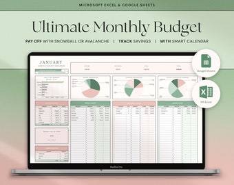 Ultieme maandelijkse budgetspreadsheet Excel-budgetsjabloon Google Spreadsheets Budgetplanner Besparingen Tracker Financiële planner Nulgebaseerd budget