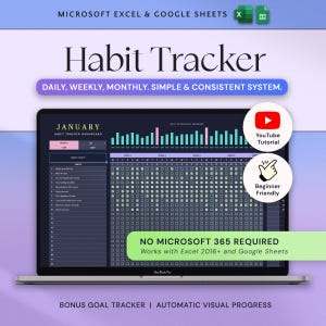 Habit Tracker Excel Google Sheets Habit Planner Weekly Habits Goal Planner Digital Daily Routine Tracker To Do List Monthly Time Management