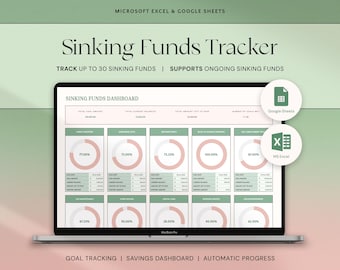 Sinking Funds Tracker Google Sheets Excel Spreadsheet, Savings Tracker, Monthly Savings Plan, Money Savings Planner Goal Tracker Finance